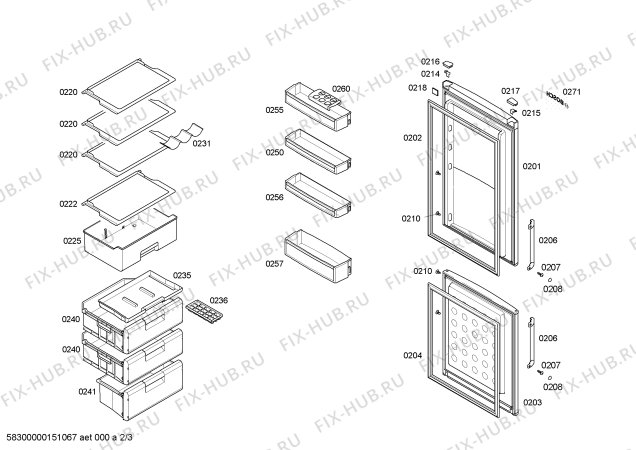 Схема №2 KGV33X07 с изображением Дверь для холодильника Bosch 00246929