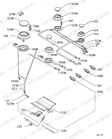 Взрыв-схема плиты (духовки) Electrolux EK5706W - Схема узла Functional parts 267