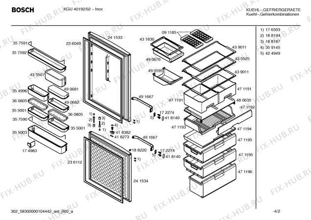 Схема №2 KGU40192 с изображением Дверь для холодильника Bosch 00241533