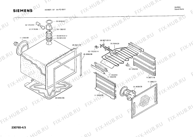 Взрыв-схема плиты (духовки) Siemens HS8031 - Схема узла 03