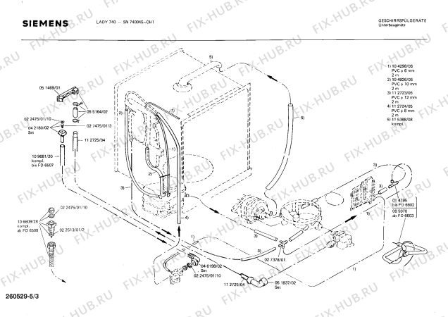 Взрыв-схема посудомоечной машины Siemens SN740045 - Схема узла 03