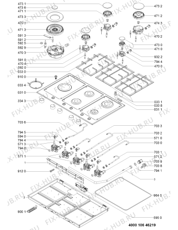 Схема №1 GMF 9521/IXL с изображением Поверхность для плиты (духовки) Whirlpool 481010593149