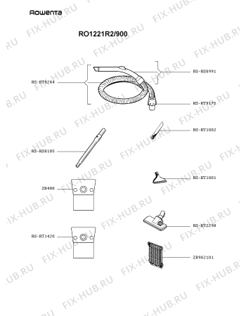 Взрыв-схема пылесоса Rowenta RO1221R2/900 - Схема узла VP003311.5P2