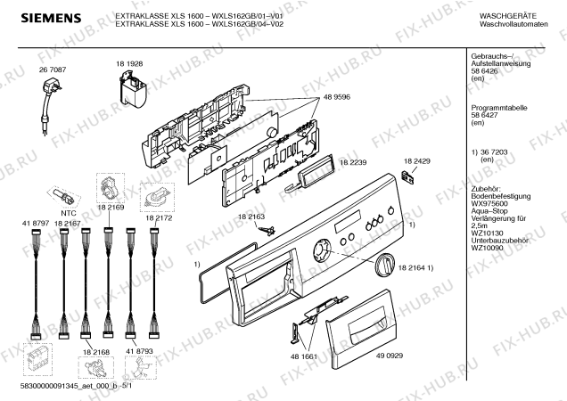 Схема №4 WXLS162GB EXTRAKLASSE XLS 1600 с изображением Ручка переключения Siemens 00490929