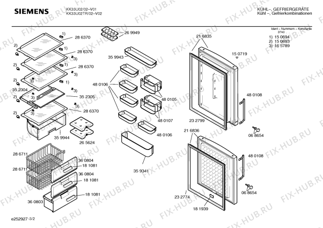 Схема №3 KG32U75 SYDNEY с изображением Инструкция по эксплуатации для холодильной камеры Siemens 00527786