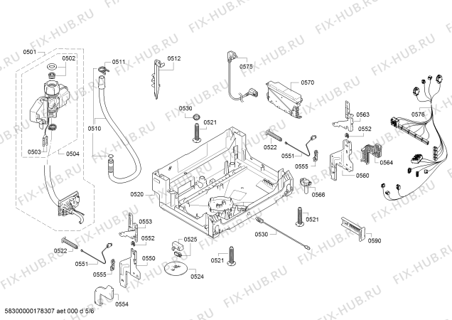Взрыв-схема посудомоечной машины Bosch SMV68L00EU SilencePlus - Схема узла 05
