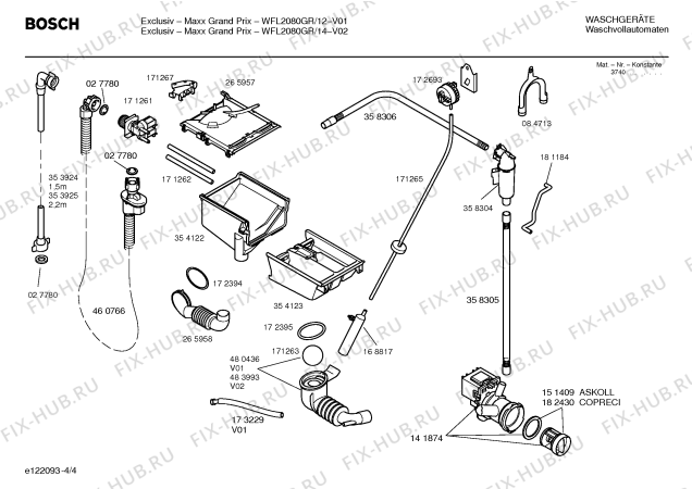 Схема №2 WFL2080GR Exclusiv Maxx Grand Prix с изображением Таблица программ для стиралки Bosch 00583150
