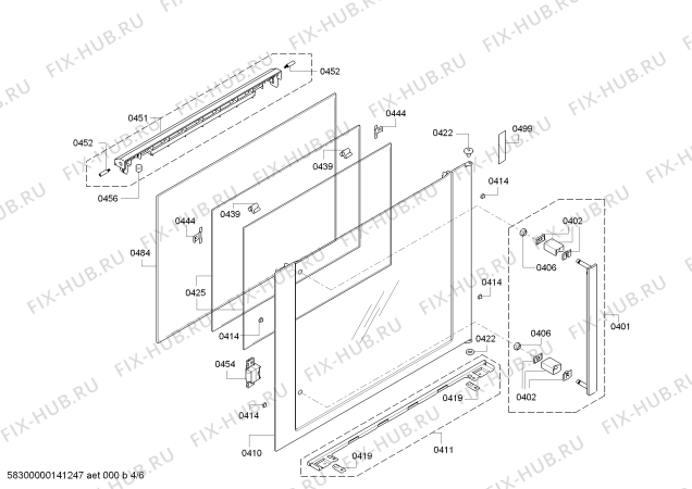 Схема №1 HBA56B650T с изображением Стекло часов для электропечи Bosch 00671636