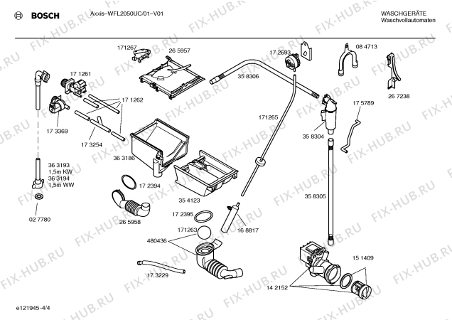 Схема №1 WFL2050UC Axxis с изображением Инструкция по установке и эксплуатации для стиралки Bosch 00529445