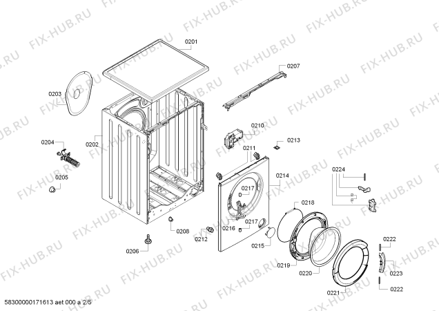 Взрыв-схема стиральной машины Bosch WAB24262BY, Classixx 6 - Схема узла 02