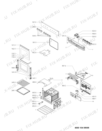 Схема №1 AKP 310/01 WH с изображением Панель для электропечи Whirlpool 480121100589