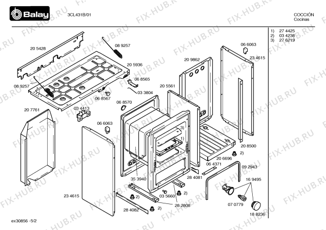 Схема №2 3CL431B с изображением Панель для духового шкафа Bosch 00217029