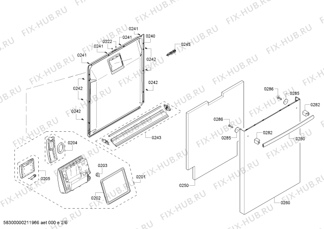 Взрыв-схема посудомоечной машины Bosch SHXM4AY55N SilencePlus 48dBA - Схема узла 02