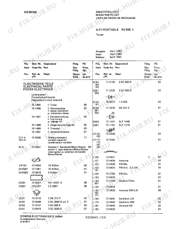 Схема №5 RS8066 с изображением Транзистор для аудиотехники Siemens 00722026