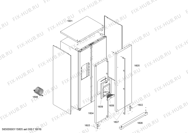 Схема №2 RS495310 с изображением Дверь для холодильной камеры Bosch 00244161