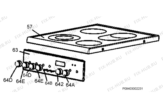 Взрыв-схема плиты (духовки) Zanker HF5090 - Схема узла Section 4