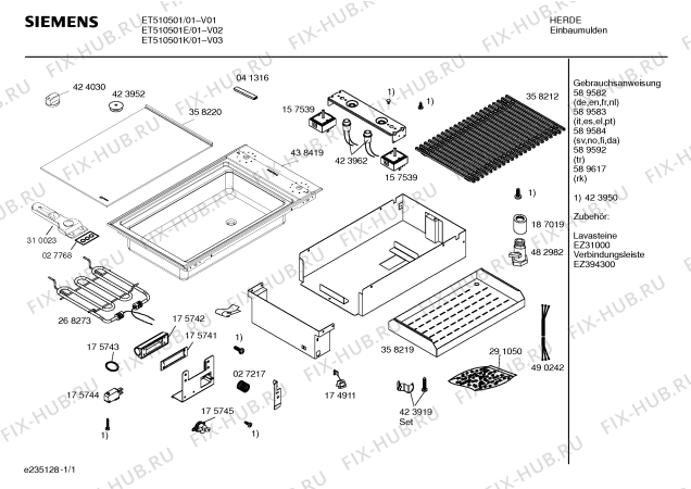 Схема №1 ET510501K BBQ-Grill с изображением Контейнер для электропечи Siemens 00438419