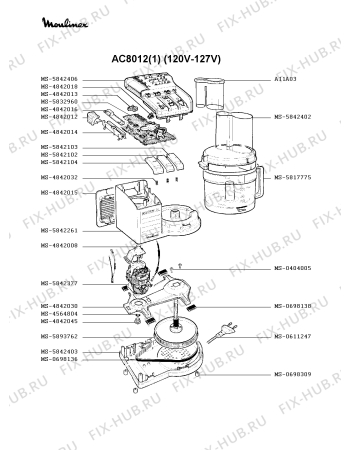 Взрыв-схема кухонного комбайна Moulinex AC8012(1) - Схема узла BP000476.3P2