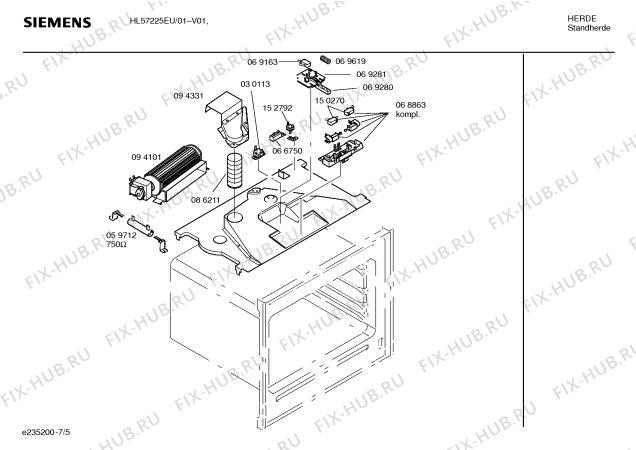 Схема №3 HL57225EU с изображением Инструкция по эксплуатации для плиты (духовки) Siemens 00589969