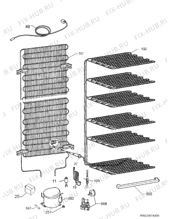 Взрыв-схема холодильника Electrolux SG198 - Схема узла Cooling system 017