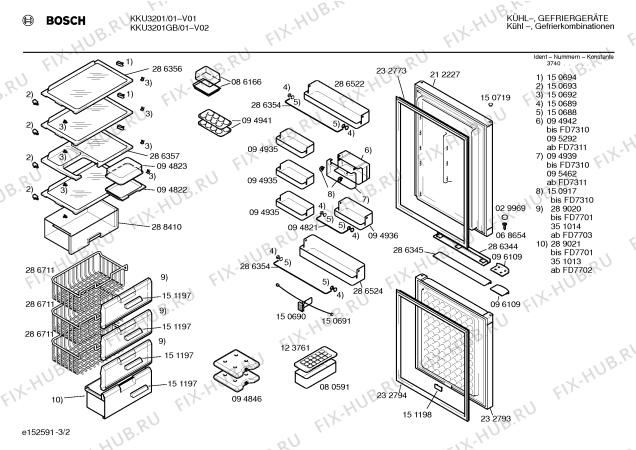 Взрыв-схема холодильника Bosch KKU3201GB - Схема узла 02