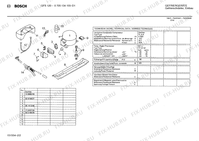 Взрыв-схема холодильника Bosch 0705134155 GFS120 - Схема узла 02