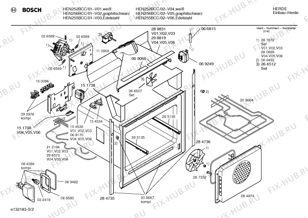 Схема №1 HEN252BCC с изображением Инструкция по эксплуатации для электропечи Bosch 00518882