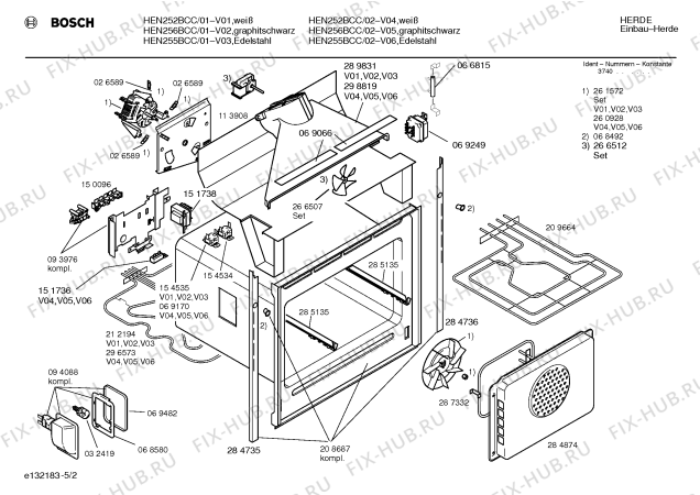 Взрыв-схема плиты (духовки) Bosch HEN255BCC - Схема узла 02