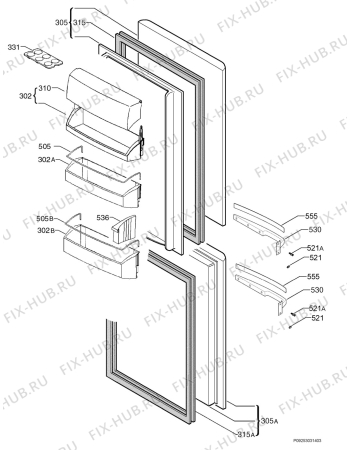 Взрыв-схема холодильника Aeg Electrolux S71320KG2 - Схема узла Door 003