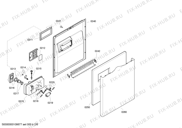 Схема №2 SGS59A02FF с изображением Передняя панель для посудомойки Bosch 00432942