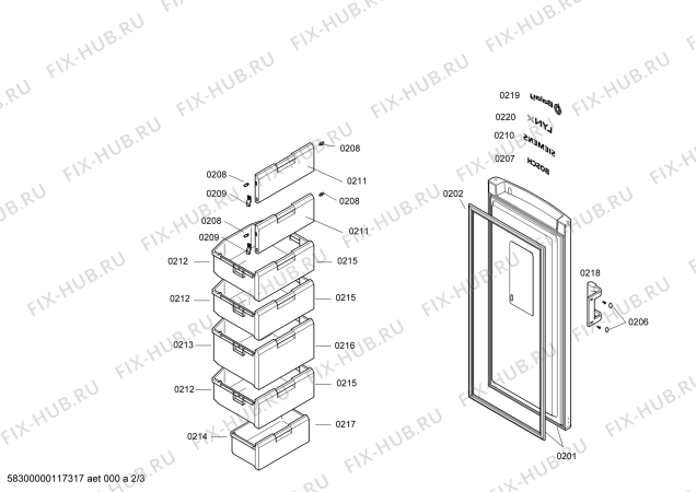 Схема №1 4GV1720A с изображением Дверь для холодильника Bosch 00246073