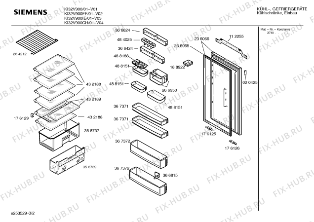 Взрыв-схема холодильника Siemens KI32V900FF - Схема узла 02