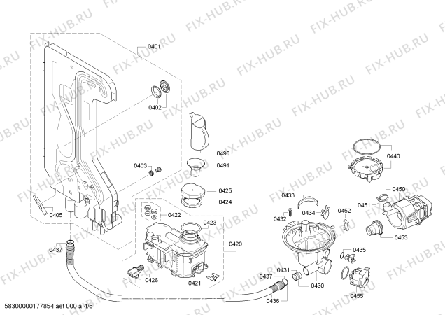 Взрыв-схема посудомоечной машины Bosch SMI40D75EU Silence - Схема узла 04