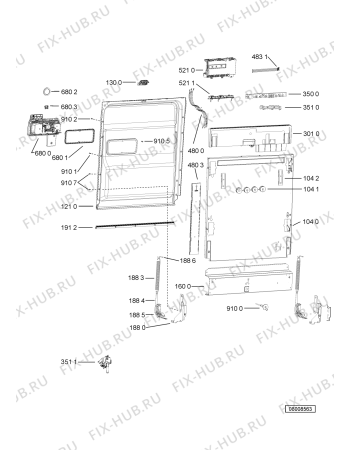 Взрыв-схема посудомоечной машины Whirlpool ADG 9643 - Схема узла