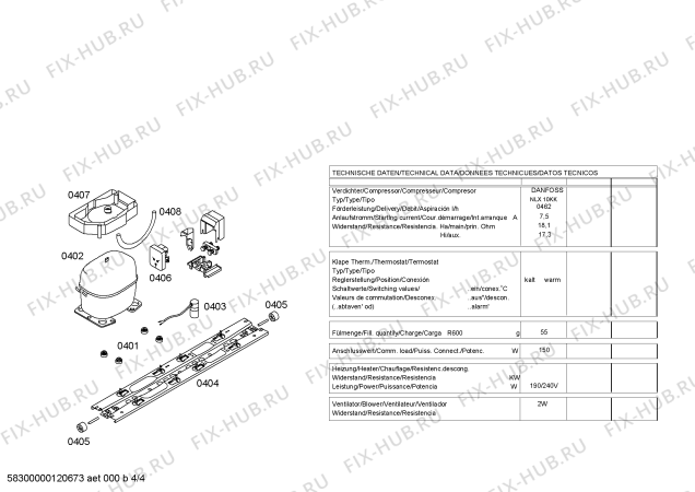 Схема №3 KD40NV00 с изображением Ремкомплект для холодильной камеры Bosch 00604715