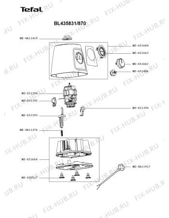 Схема №1 BL438831/870 с изображением Элемент корпуса для блендера (миксера) Tefal MS-651684