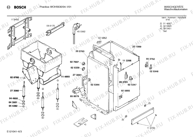 Взрыв-схема стиральной машины Bosch WOH5630, PRACTICA - Схема узла 03