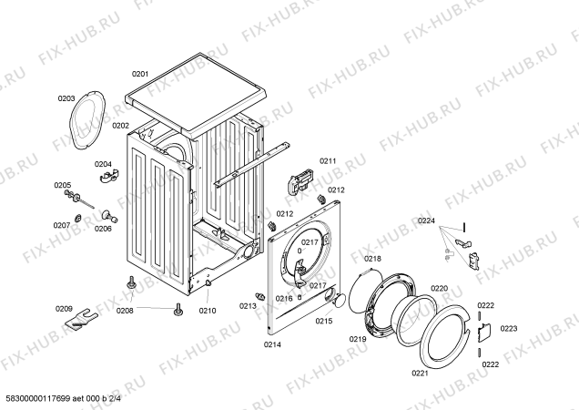 Взрыв-схема стиральной машины Bosch WAA24280 - Схема узла 02