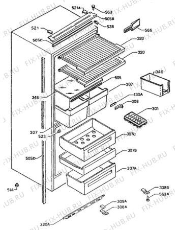 Взрыв-схема холодильника Aeg 2730-1I - Схема узла Cabinet + furniture (extra)