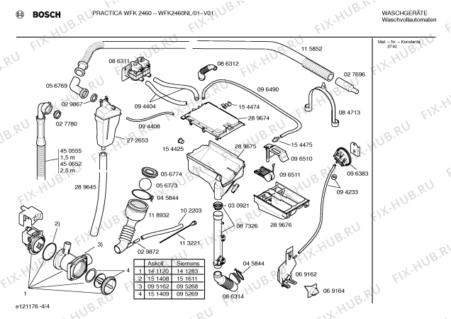 Схема №3 WFE2020EU WFE2020 с изображением Таблица программ для стиральной машины Bosch 00518884