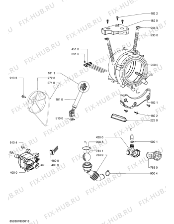 Схема №1 WA 54 DI с изображением Модуль (плата) для стиралки Whirlpool 481010526747