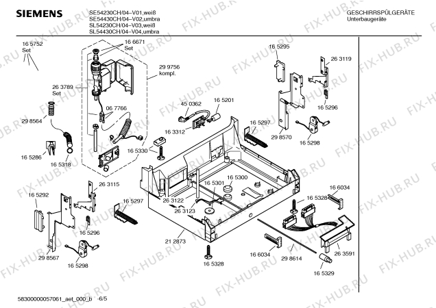Взрыв-схема посудомоечной машины Siemens SE54230CH - Схема узла 05
