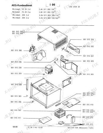 Взрыв-схема микроволновой печи Aeg MICROMAT FX 24 Z D - Схема узла Section2