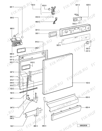 Схема №1 GSFS 4451 WS с изображением Обшивка для посудомойки Whirlpool 481245372134