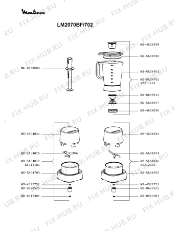 Взрыв-схема блендера (миксера) Moulinex LM2070BF/702 - Схема узла FP005426.7P2