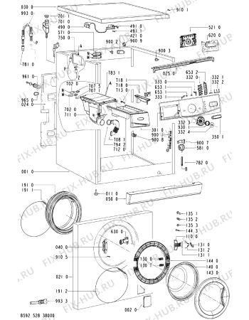 Схема №1 AWO/D 9814 с изображением Обшивка для стиральной машины Whirlpool 481245310655