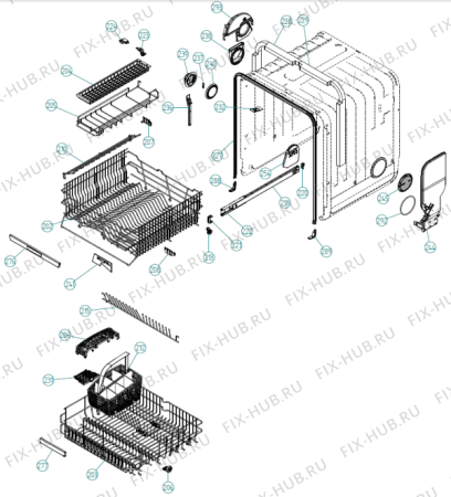 Взрыв-схема посудомоечной машины Asko D5534 CB FI (700127, DW90.2) - Схема узла 02
