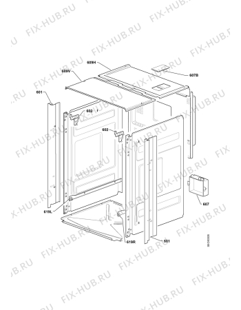 Взрыв-схема плиты (духовки) Electrolux EBSL6TC.4CN - Схема узла Outer Casing