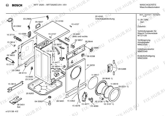 Схема №1 WFF2020EU WFF2020 с изображением Инструкция по эксплуатации для стиралки Bosch 00518179