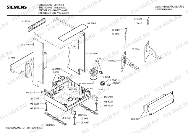 Схема №2 SR53425 с изображением Кнопка для посудомойки Siemens 00167944